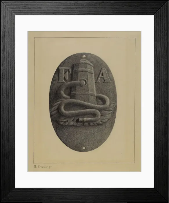 Framed Print : Firemark, c. 1937. Creator: Herman Bader Framed Print : Firemark, c. 1937. Creator: Herman Bader