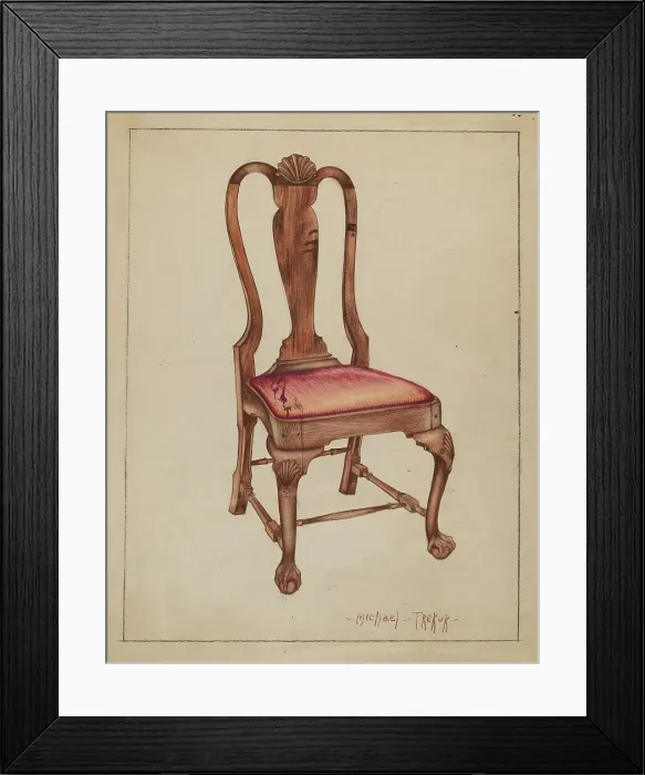 Framed Print : Walnut Side Chair, 1936. Creator: Michael Trekur Framed Print : Walnut Side Chair, 1936. Creator: Michael Trekur