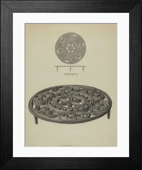 Framed Print : Pa. German Trivet, c. 1938. Creator: Herman Bader Framed Print : Pa. German Trivet, c. 1938. Creator: Herman Bader