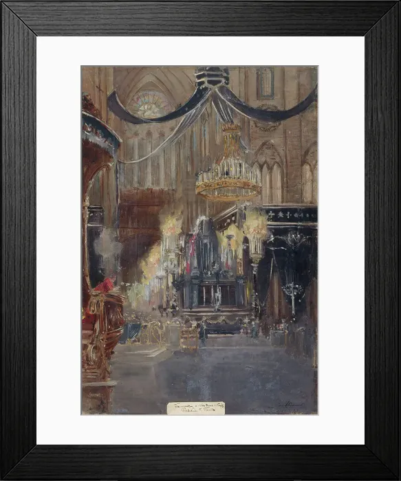 Framed Print : Funeral of President Félix Faure, in Notre-Dame, on February 23, 1899, c1899. Creator: Jean Baptiste Edmond Allouard Framed Print : Funeral of President Félix Faure, in Notre-Dame, on February 23, 1899, c1899. Creator: Jean Baptiste Edmond Allouard