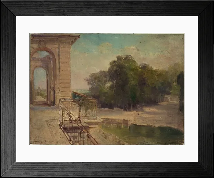 Framed Print : Ruins of the Château de Saint-Cloud: the horseshoe basin seen from the first floor balcony, c1875. Creator: Jean Baptiste Edmond Allouard Framed Print : Ruins of the Château de Saint-Cloud: the horseshoe basin seen from the first floor balcony, c1875. Creator: Jean Baptiste Edmond Allouard