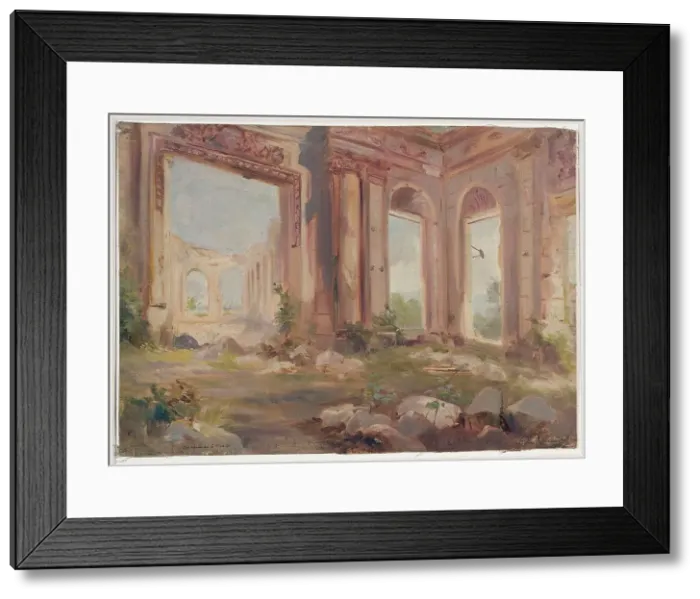 Framed Print : The castle of Saint-Cloud in ruins; The guards room, c1875. Creator: Jean Baptiste Edmond Allouard Framed Print : The castle of Saint-Cloud in ruins; The guards room, c1875. Creator: Jean Baptiste Edmond Allouard