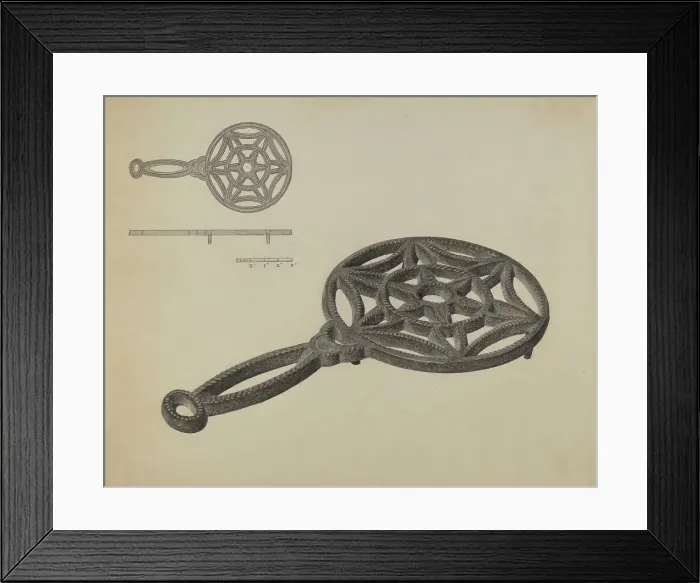 Framed Print : Pa. German Flat-iron Holder, c. 1938. Creator: Herman Bader Framed Print : Pa. German Flat-iron Holder, c. 1938. Creator: Herman Bader