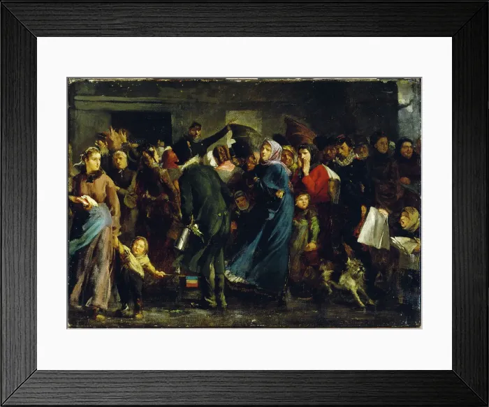 Framed Print : Queue in the butcher's shop in 1871, c1871. Creator: Clement-Auguste Andrieux Framed Print : Queue in the butcher's shop in 1871, c1871. Creator: Clement-Auguste Andrieux
