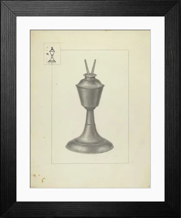 Framed Print : Camphene Lamp, 1935 / 1942. Creator: Herman Bader Framed Print : Camphene Lamp, 1935 / 1942. Creator: Herman Bader