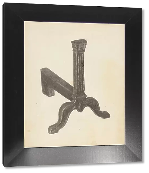 Andiron (one of pair), c. 1938. Creator: Herman Bader
