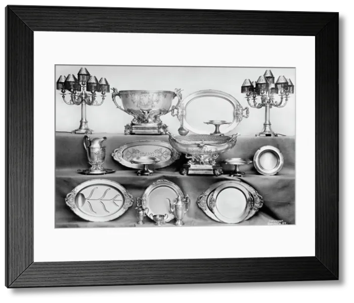 Framed Print : Silver Service of U.S.S. Idaho, 1912. Creator: Harris & Ewing. Silver Service of U.S.S. Idaho, 1912. Creator: Harris & Ewing Framed Print : Silver Service of U.S.S. Idaho, 1912. Creator: Harris & Ewing. Silver Service of U.S.S. Idaho, 1912. Creator: Harris & Ewing