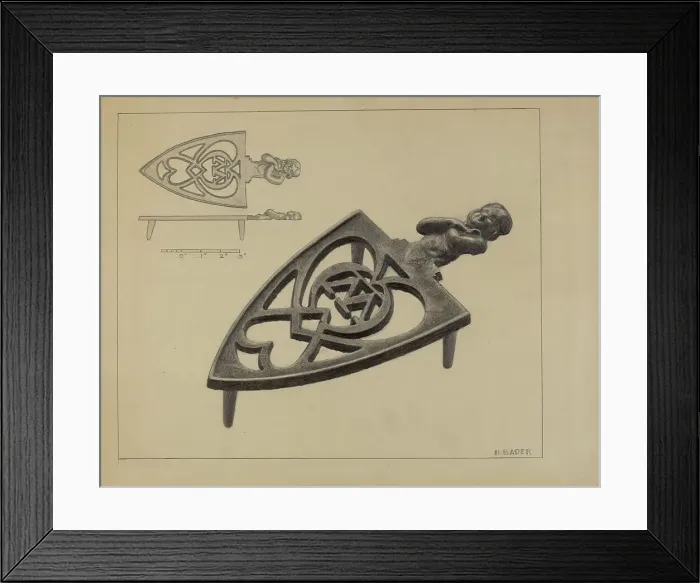 Framed Print : Pa. German Flat-iron Holder, 1937. Creator: Herman Bader Framed Print : Pa. German Flat-iron Holder, 1937. Creator: Herman Bader