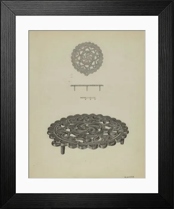 Framed Print : Pa. German Trivet, c. 1938. Creator: Herman Bader Framed Print : Pa. German Trivet, c. 1938. Creator: Herman Bader