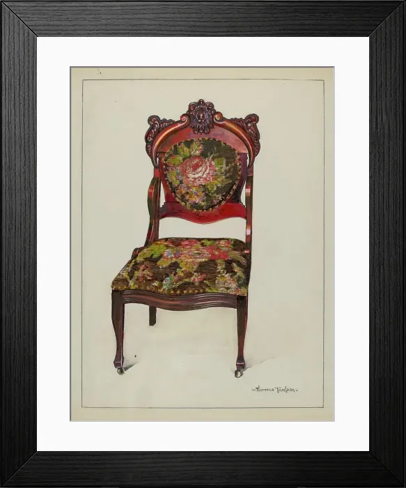 Framed Print : Victorian Upholstered Chair, c. 1937. Creator: Florence Truelson Framed Print : Victorian Upholstered Chair, c. 1937. Creator: Florence Truelson