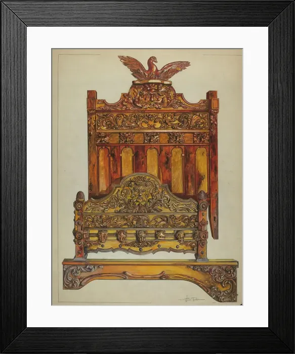 Framed Print : Bedstead, c. 1937. Creator: Florence Truelson Framed Print : Bedstead, c. 1937. Creator: Florence Truelson