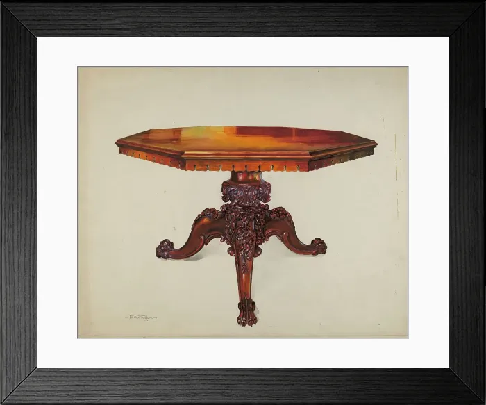 Framed Print : Carved Mahogany Table, 1937. Creator: Florence Truelson Framed Print : Carved Mahogany Table, 1937. Creator: Florence Truelson