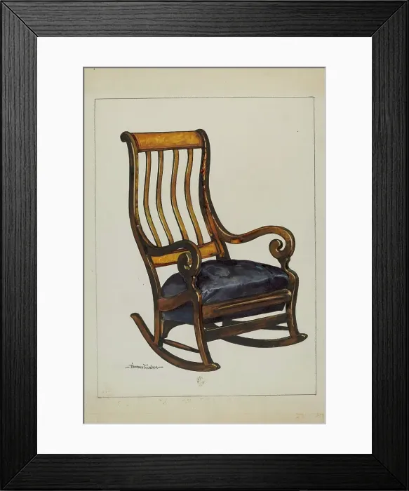 Framed Print : Rocker with Black Horse-hair Seat, c. 1937. Creator: Florence Truelson Framed Print : Rocker with Black Horse-hair Seat, c. 1937. Creator: Florence Truelson