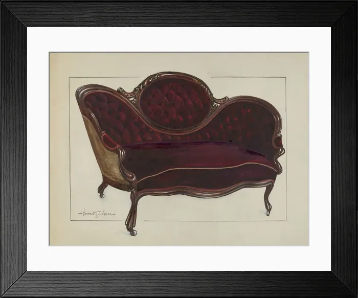 Framed Print : Queen Anne Settee, c. 1937. Creator: Florence Truelson Framed Print : Queen Anne Settee, c. 1937. Creator: Florence Truelson