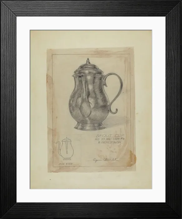 Framed Print : Silver Spout Cup, c. 1936. Creator: Eugene Barrell Framed Print : Silver Spout Cup, c. 1936. Creator: Eugene Barrell