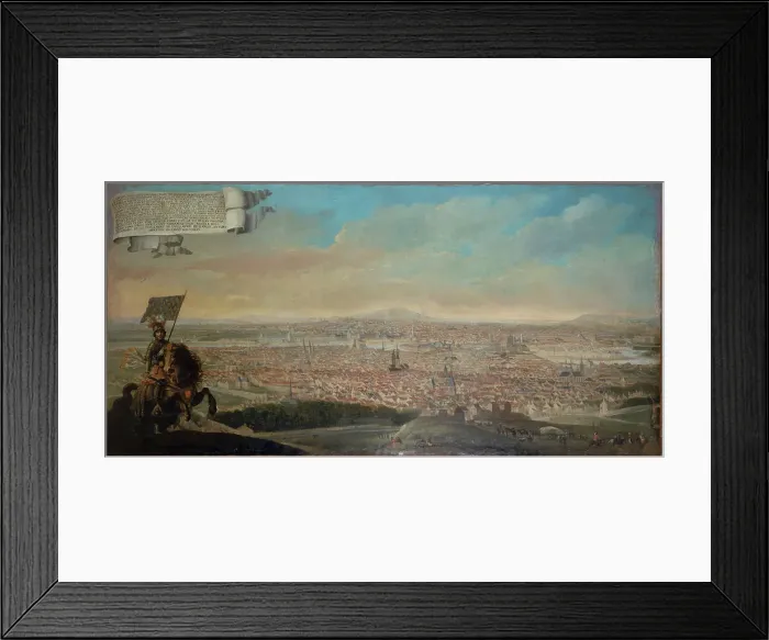 Framed Print : Cavalier with view of Paris, equestrian portrait, Pepin des Essarts, c1645. Creator: Unknown Framed Print : Cavalier with view of Paris, equestrian portrait, Pepin des Essarts, c1645. Creator: Unknown