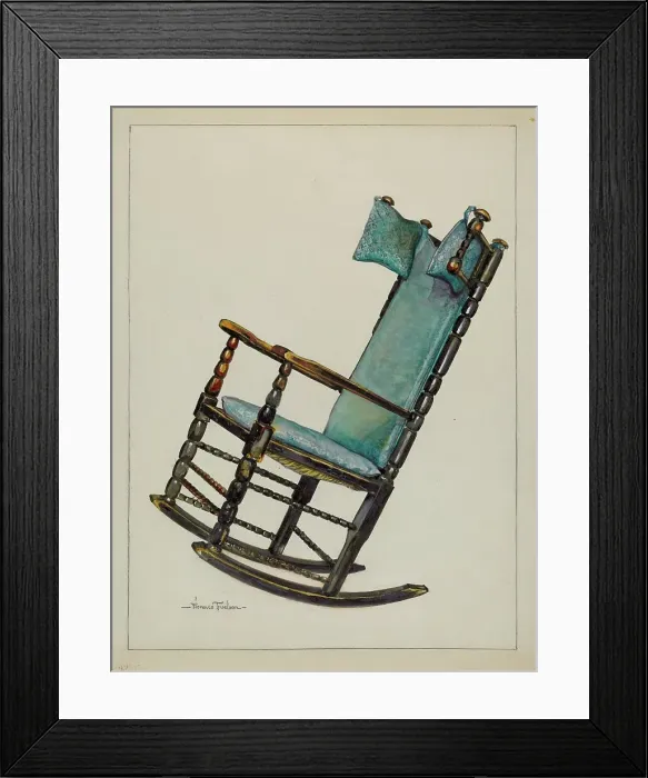 Framed Print : Chair with Head Rests, c. 1937. Creator: Florence Truelson Framed Print : Chair with Head Rests, c. 1937. Creator: Florence Truelson
