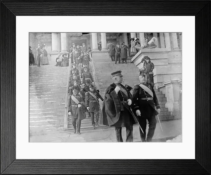 Framed Print : New Year's Reception At White House - General Miles, Left, And Gen. Wood, Right Front... 1910. Creator: Harris & Ewing. New Year's Reception At White House - General Miles, Left, And Gen. Wood, Right Front... 1910. Creator: Harris & Ewing Framed Print : New Year's Reception At White House - General Miles, Left, And Gen. Wood, Right Front... 1910. Creator: Harris & Ewing. New Year's Reception At White House - General Miles, Left, And Gen. Wood, Right Front... 1910. Creator: Harris & Ewing