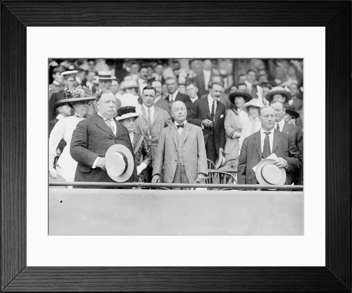 Framed Print : Baseball, Professional - L T R: Taft; Mrs. Knox; Sec. P.C. Knox; Vice President Sherman... 1912. Creator: Harris & Ewing. Baseball, Professional - L T R: Taft; Mrs. Knox; Sec. P.C. Knox; Vice President Sherman... 1912. Creator: Harris & Ewing Framed Print : Baseball, Professional - L T R: Taft; Mrs. Knox; Sec. P.C. Knox; Vice President Sherman... 1912. Creator: Harris & Ewing. Baseball, Professional - L T R: Taft; Mrs. Knox; Sec. P.C. Knox; Vice President Sherman... 1912. Creator: Harris & Ewing
