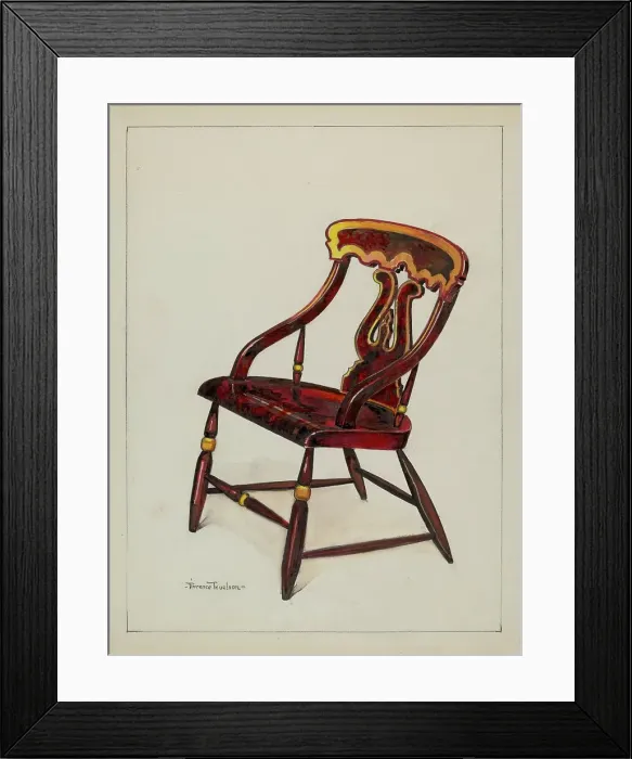 Framed Print : Red Pioneer Chair, c. 1937. Creator: Florence Truelson Framed Print : Red Pioneer Chair, c. 1937. Creator: Florence Truelson