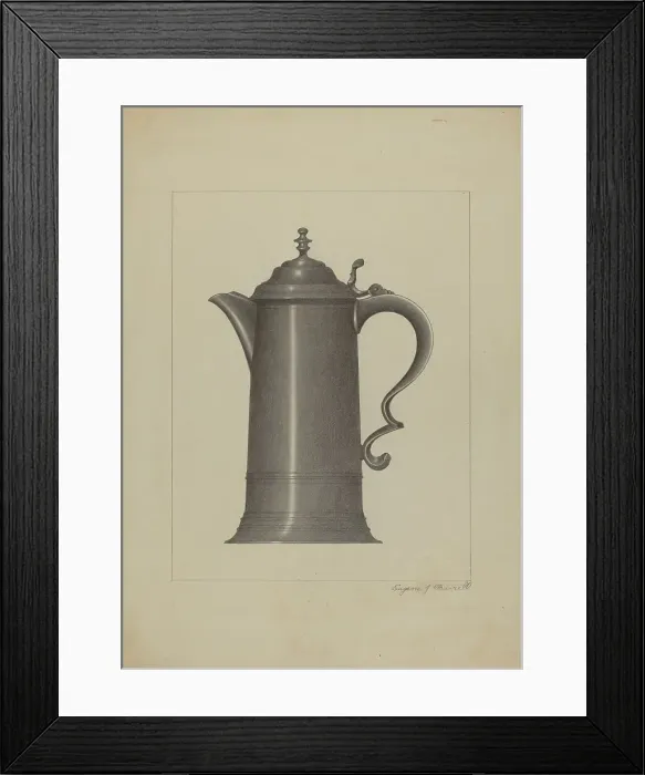 Framed Print : Pewter Flagon, c. 1936. Creator: Eugene Barrell Framed Print : Pewter Flagon, c. 1936. Creator: Eugene Barrell