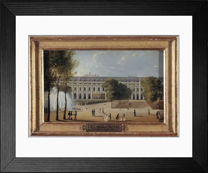 Framed Print : Gardens of the Palais-Royal, around 1820, current 1st arrondissement, between 1815 and 1825. Creator: Unknown Framed Print : Gardens of the Palais-Royal, around 1820, current 1st arrondissement, between 1815 and 1825. Creator: Unknown