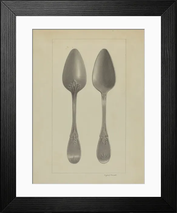 Framed Print : Pewter Spoon, c. 1936. Creator: Eugene Barrell Framed Print : Pewter Spoon, c. 1936. Creator: Eugene Barrell
