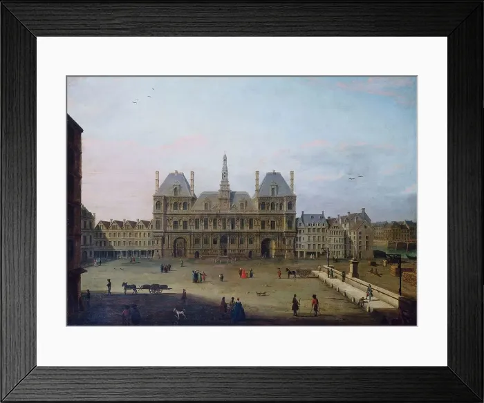 Framed Print : Hotel de Ville and the Place de Greve, around 1720, current 4th arrondissement, c1715-1725. Creator: Unknown Framed Print : Hotel de Ville and the Place de Greve, around 1720, current 4th arrondissement, c1715-1725. Creator: Unknown