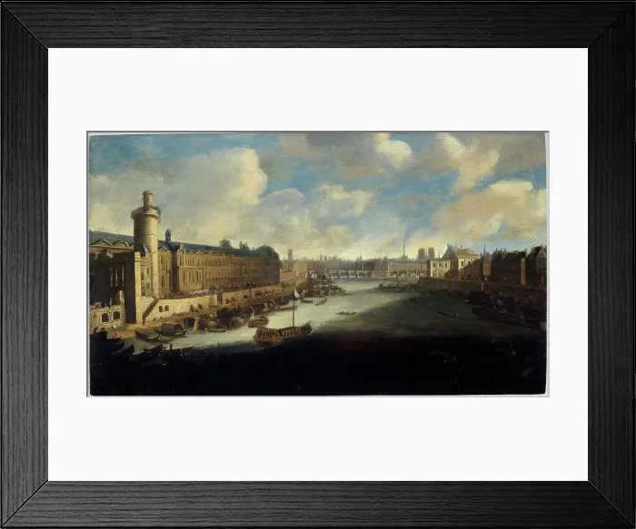 Framed Print : Grande Galerie of the Louvre, with new gate, the Pont-Neuf, the city, College... around 1665. Creator: Unknown Framed Print : Grande Galerie of the Louvre, with new gate, the Pont-Neuf, the city, College... around 1665. Creator: Unknown