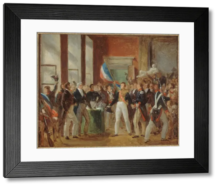 Framed Print : Louis-Philippe taking the oath at the Hotel de Ville, July 31, 1830, c1830. Creator: Unknown Framed Print : Louis-Philippe taking the oath at the Hotel de Ville, July 31, 1830, c1830. Creator: Unknown