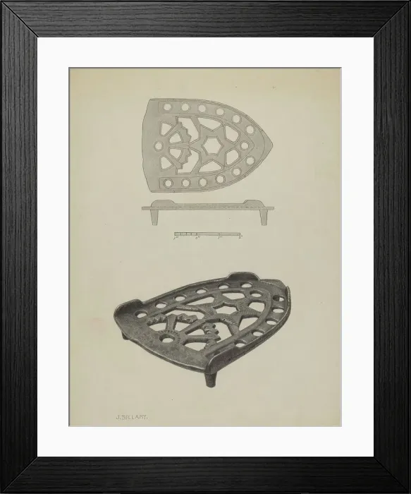 Framed Print : Pa. German Flat-iron Holder, c. 1939. Creator: Julius Bellamy Framed Print : Pa. German Flat-iron Holder, c. 1939. Creator: Julius Bellamy