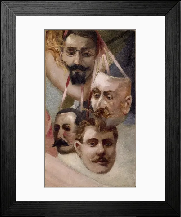 Framed Print : Masks of the poet-songwriters of Le Chat noir, between 1801 and 1900. Creator: Unknown Framed Print : Masks of the poet-songwriters of Le Chat noir, between 1801 and 1900. Creator: Unknown