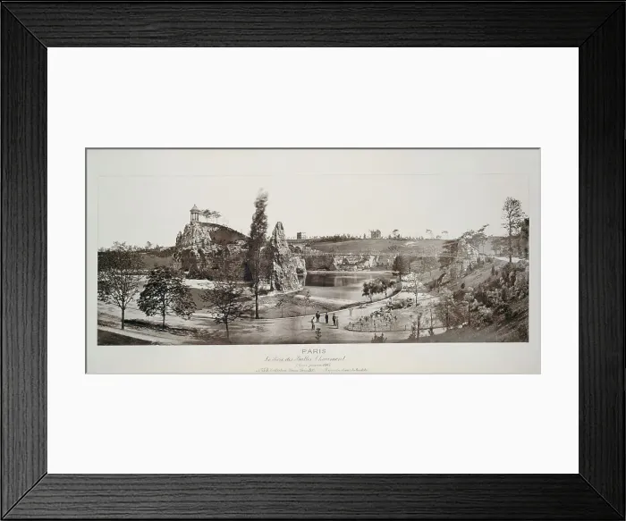 Framed Print : Panorama of Buttes-Chaumont park, 19th arrondissement, Paris, 1867. Creator: Unknown Framed Print : Panorama of Buttes-Chaumont park, 19th arrondissement, Paris, 1867. Creator: Unknown