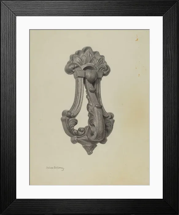 Framed Print : Door Knocker, c. 1940. Creator: Julius Bellamy Framed Print : Door Knocker, c. 1940. Creator: Julius Bellamy