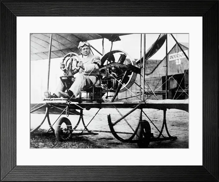 Framed Print : Paul Peck, Commercial Aviator - In Gyro Type Plane Sponsored By Berliner At Mineola, N.Y. 1911. Creator: Harris & Ewing. Paul Peck, Commercial Aviator - In Gyro Type Plane Sponsored By Berliner At Mineola, N.Y. 1911. Creator: Harris & Ewing