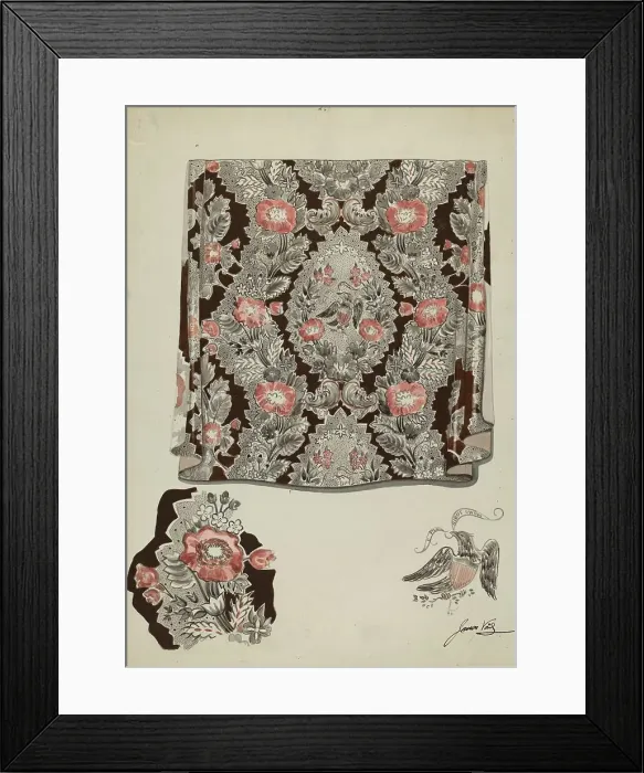 Framed Print : Textile Drapery, c. 1937. Creator: James Vail Framed Print : Textile Drapery, c. 1937. Creator: James Vail