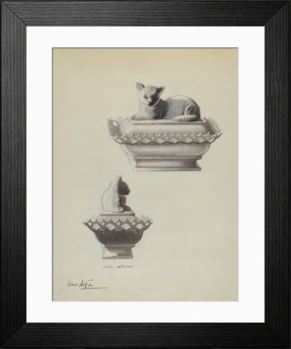 Framed Print : Covered Dish (Cat), c. 1936. Creator: James Vail Framed Print : Covered Dish (Cat), c. 1936. Creator: James Vail