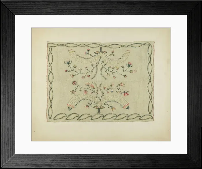 Framed Print : Embroidered Blanket, c. 1939. Creator: Jenny Almgren Framed Print : Embroidered Blanket, c. 1939. Creator: Jenny Almgren