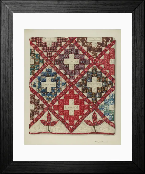 Framed Print : Patchwork Quilt, c. 1938. Creator: Jenny Almgren Framed Print : Patchwork Quilt, c. 1938. Creator: Jenny Almgren