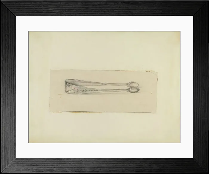 Framed Print : Silver Sugar Tongs, 1935 / 1942. Creator: Mary Berner Framed Print : Silver Sugar Tongs, 1935 / 1942. Creator: Mary Berner
