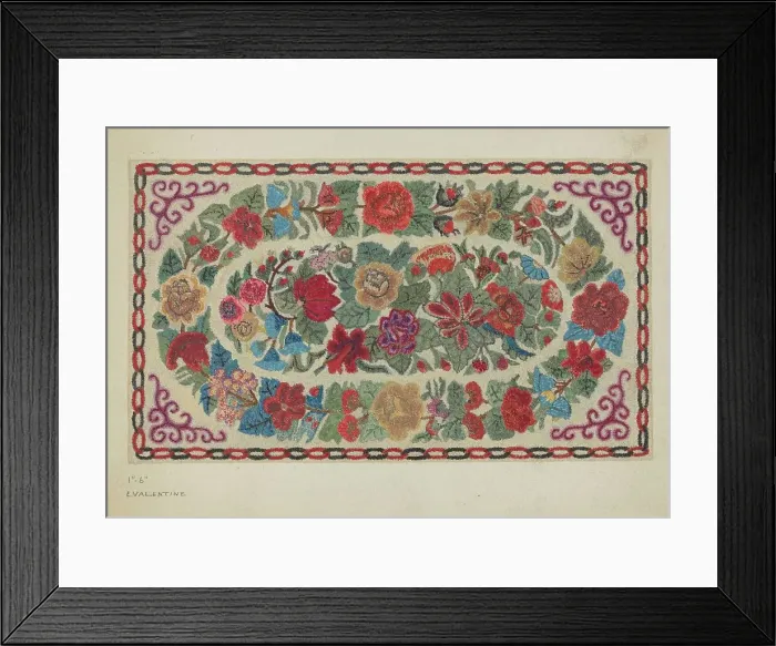 Framed Print : Hooked Rug, c. 1936. Creator: Elizabeth Valentine Framed Print : Hooked Rug, c. 1936. Creator: Elizabeth Valentine