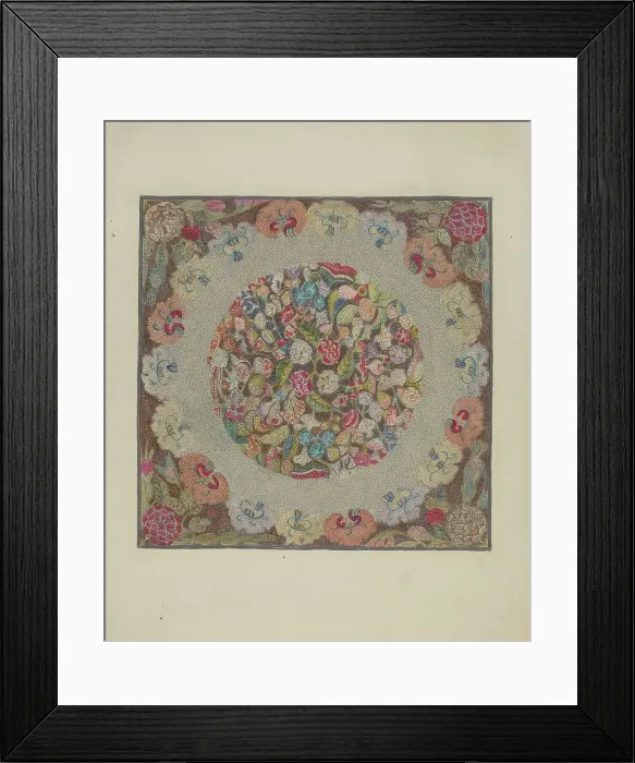Framed Print : Hooked Rug, c. 1936. Creator: Elizabeth Valentine Framed Print : Hooked Rug, c. 1936. Creator: Elizabeth Valentine
