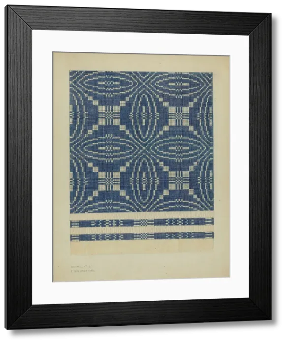 Framed Print : Woven Coverlet, c. 1936. Creator: Elizabeth Valentine Framed Print : Woven Coverlet, c. 1936. Creator: Elizabeth Valentine
