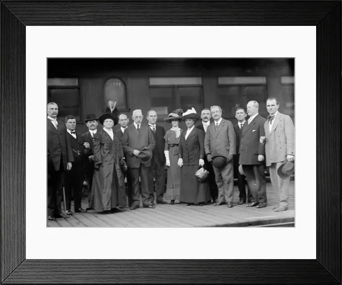 Framed Print : William D. [sic] Redmond M.P. Ireland, with Reception Committee: John Finucane... 1912. Creator: Harris & Ewing. William D. [sic] Redmond M.P. Ireland, with Reception Committee: John Finucane... 1912. Creator: Harris & Ewing