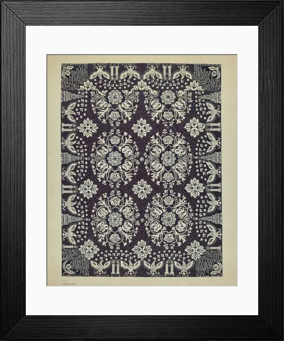 Framed Print : Woven Bedspread, c. 1936. Creator: Elizabeth Valentine Framed Print : Woven Bedspread, c. 1936. Creator: Elizabeth Valentine