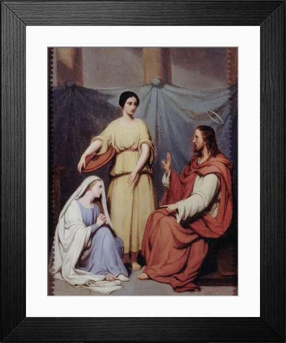 Framed Print : Jesus with Martha and Mary, c1841. Creator: Henry Scheffer Framed Print : Jesus with Martha and Mary, c1841. Creator: Henry Scheffer