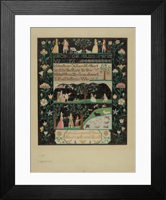 Framed Print : Sampler, 1935 / 1942. Creator: Elizabeth Valentine Framed Print : Sampler, 1935 / 1942. Creator: Elizabeth Valentine