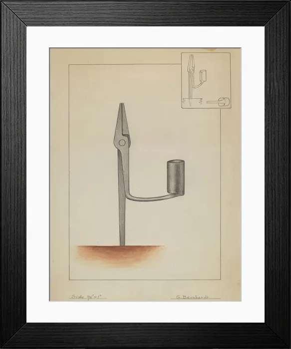 Framed Print : Rush Burner Candle Holder, c. 1936. Creator: Gerald Bernhardt Framed Print : Rush Burner Candle Holder, c. 1936. Creator: Gerald Bernhardt