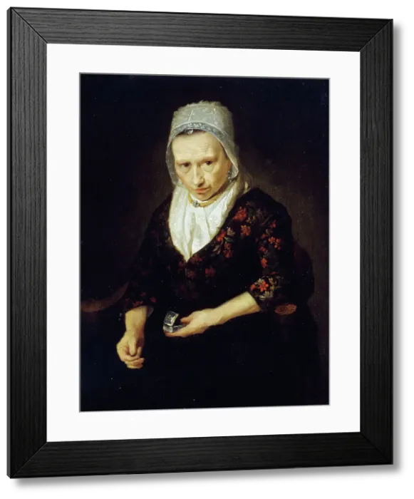 Framed Print : Old woman with snuff. Creator: Johann Bernhard Scheffer Framed Print : Old woman with snuff. Creator: Johann Bernhard Scheffer