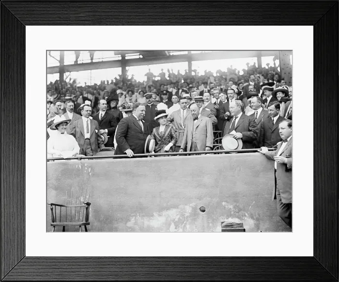 Framed Print : Baseball, Professional - L T R: Taft; Mrs. Knox; Sec. P.C. Knox; Vice President Sherman... 1912. Creator: Harris & Ewing. Baseball, Professional - L T R: Taft; Mrs. Knox; Sec. P.C. Knox; Vice President Sherman... 1912. Creator: Harris & Ewing Framed Print : Baseball, Professional - L T R: Taft; Mrs. Knox; Sec. P.C. Knox; Vice President Sherman... 1912. Creator: Harris & Ewing. Baseball, Professional - L T R: Taft; Mrs. Knox; Sec. P.C. Knox; Vice President Sherman... 1912. Creator: Harris & Ewing